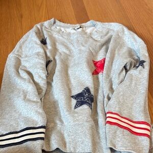 Monrow Gray Sweatshirt with Red and Blue Stars